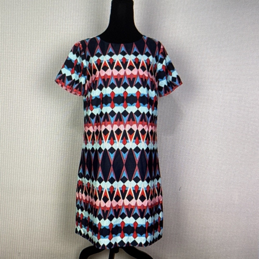 J Crew Shift Dress Career Casual Summer Lined Short Sleeve EPOC SZ 0